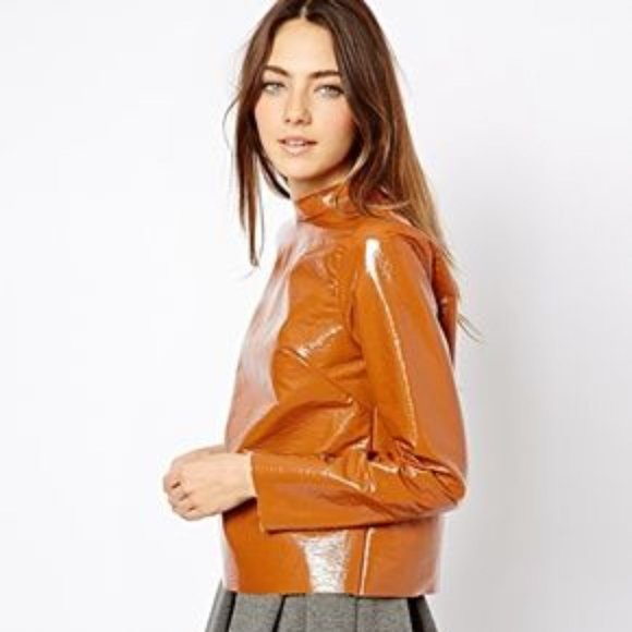 ASOS Faux Leather High Shine Top - Picture 1 of 1